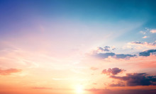 Natural Background Concept: Sunset Blue Sky And Clouds Backgrounds