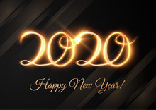 2020 New Year Shiny Numbers Vector Light Trail Background.