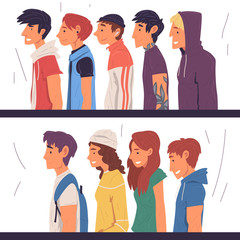 Wall Mural - People of Different Subcultures Set Side View Vector Illustration True Style