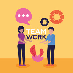 Poster - people teamwork flat design image