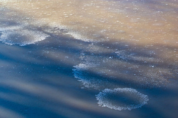 Wall Mural - Ice on dirty water as an abstract background