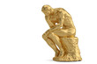 Golden thinker  isolated on white background 3D illustration.