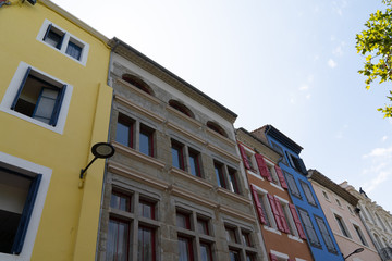 colorful houses in the ‘new town’ of Carcassonne Aude in France