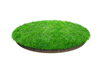 Fototapete - Abstract green grass texture for background. Circle green grass pattern isolated on a white background.