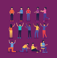 Sticker - people teamwork flat design image