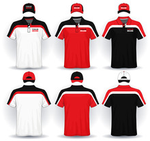 Set Of Uniform Template, Polo Shirts And Caps.
