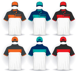 Wall Mural - Set of uniform template, polo shirts and caps.