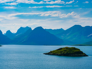 Sticker - Fjord and mountains landscape. Lofoten islands Norway