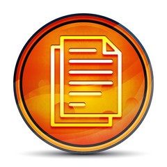 Wall Mural - Document pages icon shiny bright orange round button illustration