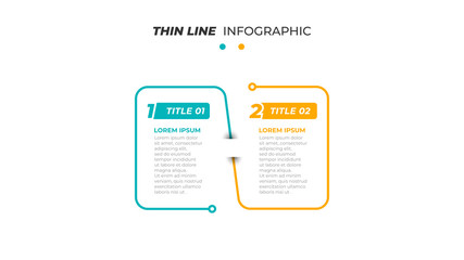 Business infographic template design label with 2 options, steps or process. Thin line concept for presentation. Vector illustration.