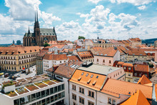 St. Peter And Paul's Cathedral And Cityscape From Old Town Hall Tower In Brno, Czech Republic