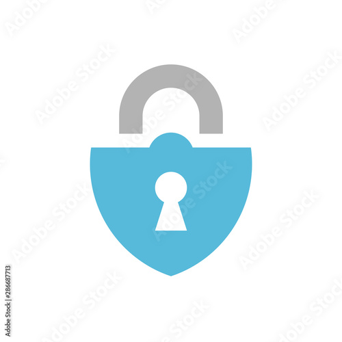 Cuadros en Lienzo Blue padlock icon design, lock logo isolated on white background - Vector