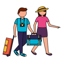 Sticker - Isolated traveler couple vector design