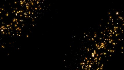Poster - 4k flight of gold bokeh particles. magical shimmering light. merry christmas golden intro template.