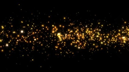 Poster - 4k flight of gold bokeh particles. magical shimmering light. merry christmas golden intro template.