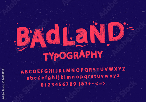 Cuadros en Lienzo Vector illustration of stylized grunge and cracked font