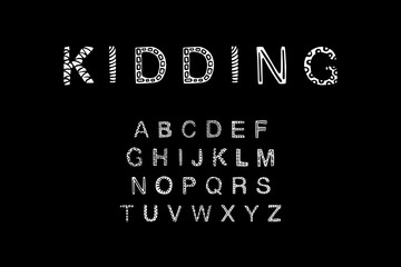Leinwandbilder - Kidding hand drawn vector lettering alphabet in cartoon style