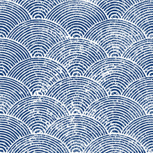 Wavy Seamless Pattern. Japanese Print Of Seigaiha. Blue And White Marine Ornament For Textiles. Vector Illustration.