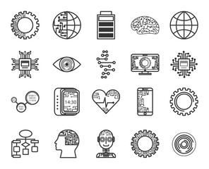 Sticker - bundle of cyber technology icons