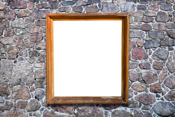 Aufkleber - rectangular frame isolated on white on a natural stone wall