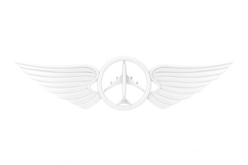 Aufkleber - White Pilot Wing Emblem, Badge or Logo Symbol in Clay Style. 3d Rendering