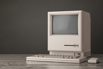 Leinwandbilder - Retro Personal Computer. The System Unit, Monitor, Keyboard and Mouse. 3d Rendering