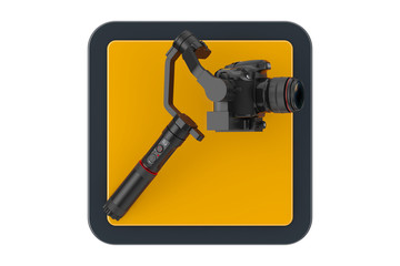 Leinwandbilder - DSLR or Video Camera Gimbal Stabilization Tripod System Touchpoint Icon Button. 3d Rendering