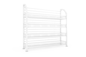 Poster - White Long Empty Showcase Displays with Retail Shelves. 3d Rendering