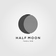 half moon line art logo template icon vector design