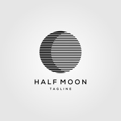 half moon line art logo template icon vector design