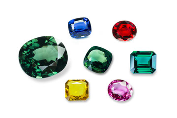 Bright gems isolated on a black background