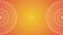Summer Flower Mandala On Orange Background. Festive Folk Floral Illustration