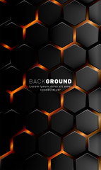Wall Mural - vertical hexagon background. gradient color light pattern with dark background technology style. hon