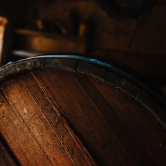 Wall Mural - Old barrel background, cask close up