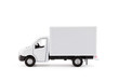 Cargo delivery truck side view on white background