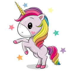 Wall Mural - cartoon unicorn isolated on a white background