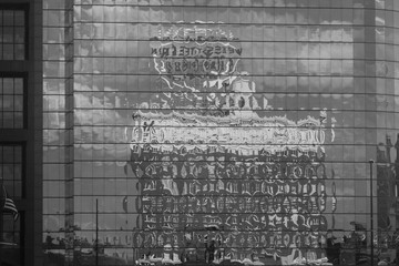 Western Auto sign reflection b&w