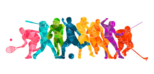 color sport background. football, basketball, hockey, box, \nbaseball, tennis. vector illustration c