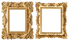 Golden Picture Frame Baroque Style. Vintage Art Object