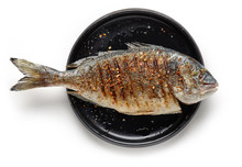 Grilled Fish On Black Plate