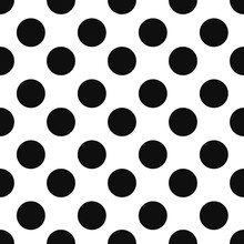 Abstract Fashion Black And White Big Polka Dot Seamless Pattern Texture.