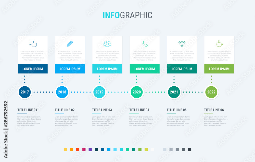 Infographic template. 6 options rectangular design with beautiful ...