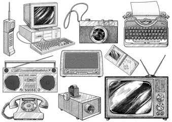 Retro household item illustration, drawing, engraving, ink, line art, vector