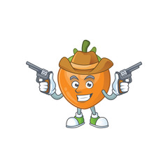 Canvas Print - Cowboy fruit persimmon character for object cartoon