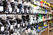 © JackF - Different models of boots for alpine skiing on shelves in shop