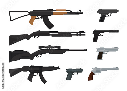 Fotomural Set of small arms. Vector illustration on a white background.