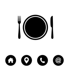 Poster - Fork and knife, eat icon symbol. Restaurant Icon vector