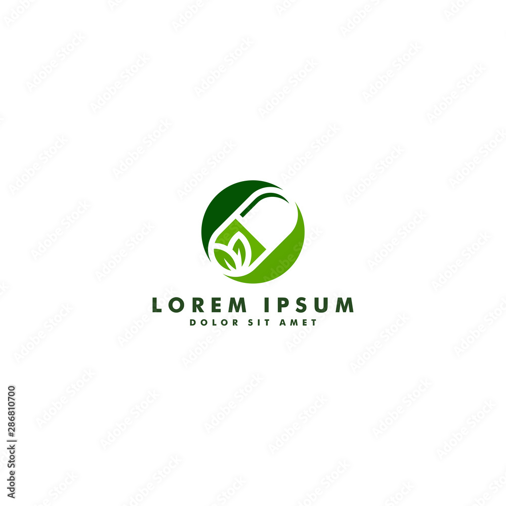 herbal capsule pill leaf medicine drug logo vector icon design Stock ...