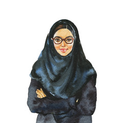 Watercolor arabian business woman