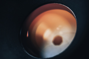 Aufkleber - Close up Beautiful Camera Lens background. Macro view.